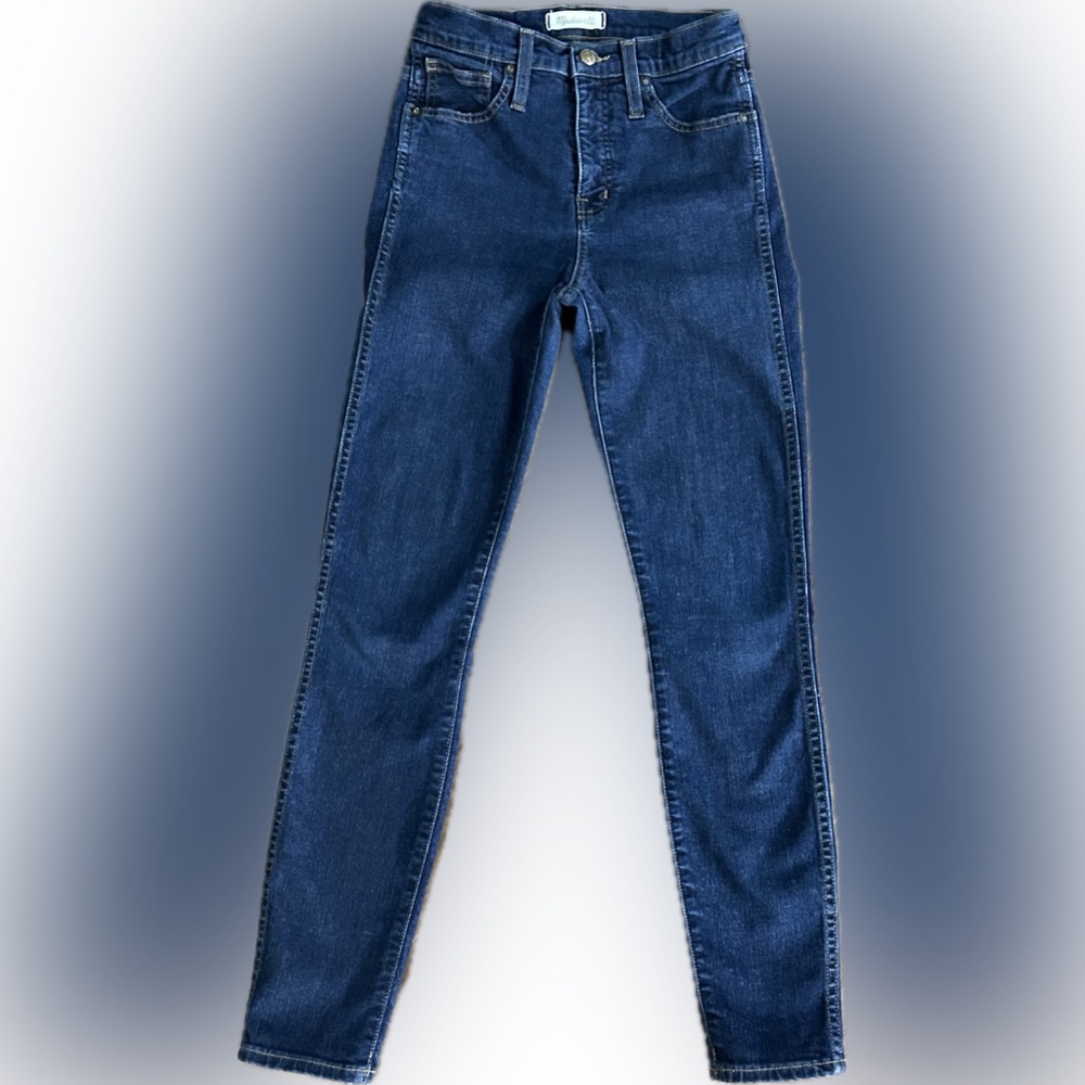 MADEWELL 10” High Rise Skinny Jeans Size 25 Dark Wash 29” Inseam Stretch Denim